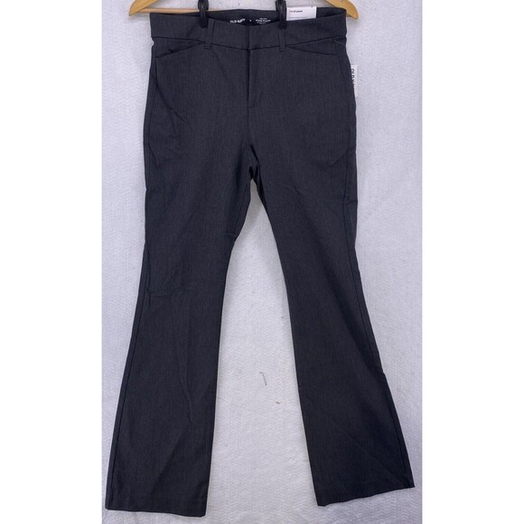 Old Navy Pants Womens 6 High Rise Pixie Flare Gray Dress Career Pants Stretch - Picture 1 of 12